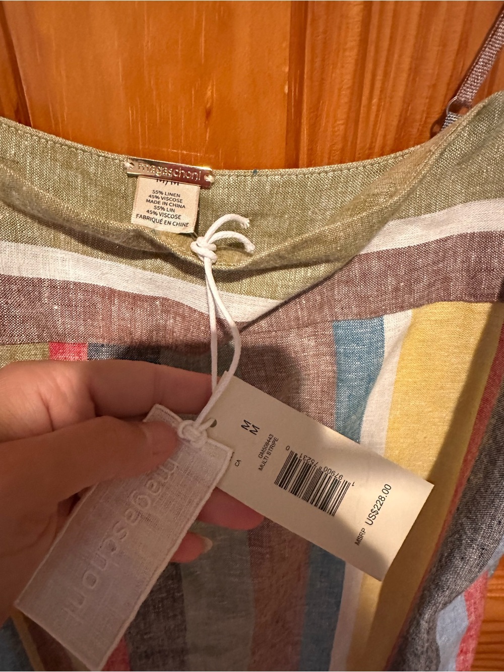 NWT magaschoni Multicolor Linen-Blend Maxi dress. - Picture 2 of 6